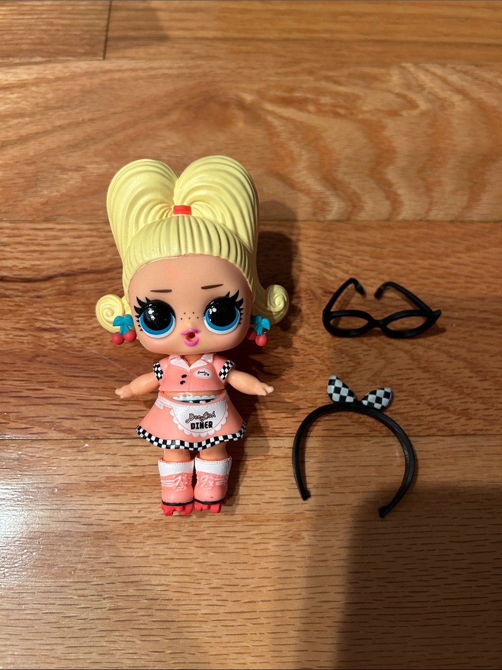 L.O.L. Surprise! Blonde Doll in Pink Diner Dress with Black Accessories